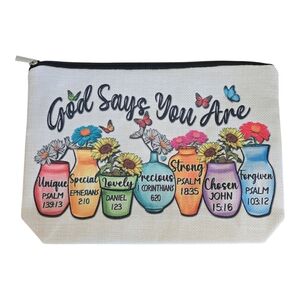 God Says You Are Cosmetic Toiletry Canvas Makeup Bag Purse